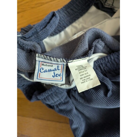 Haband Casual Joe Men's Blue Corduroy Pants Elastic Waist Relaxed Fit Size 40 S - Picture 2 of 4